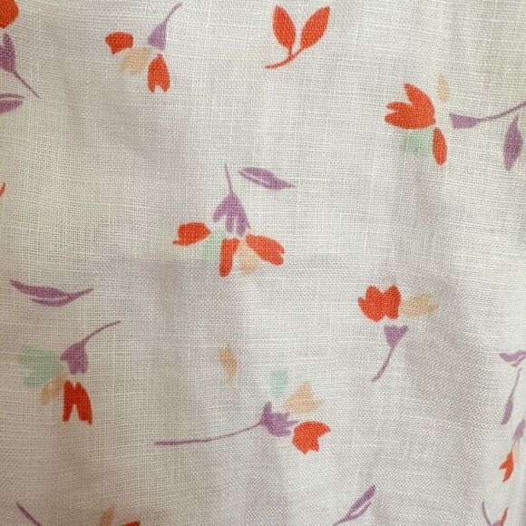 Draper James Women’s White Linen Ruffle Wrap Sleeveless Mini Dress in Multi Colo - Picture 5 of 11